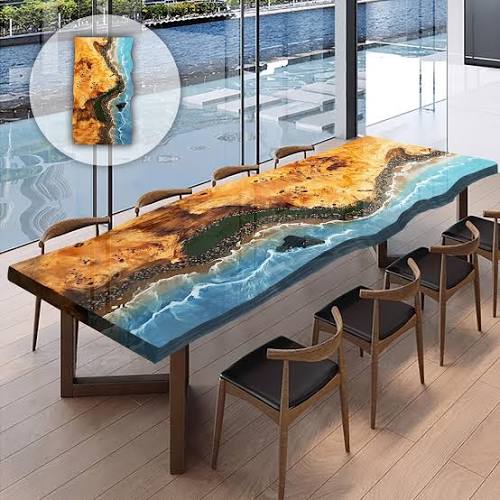 Ocean Theme Resin Table
